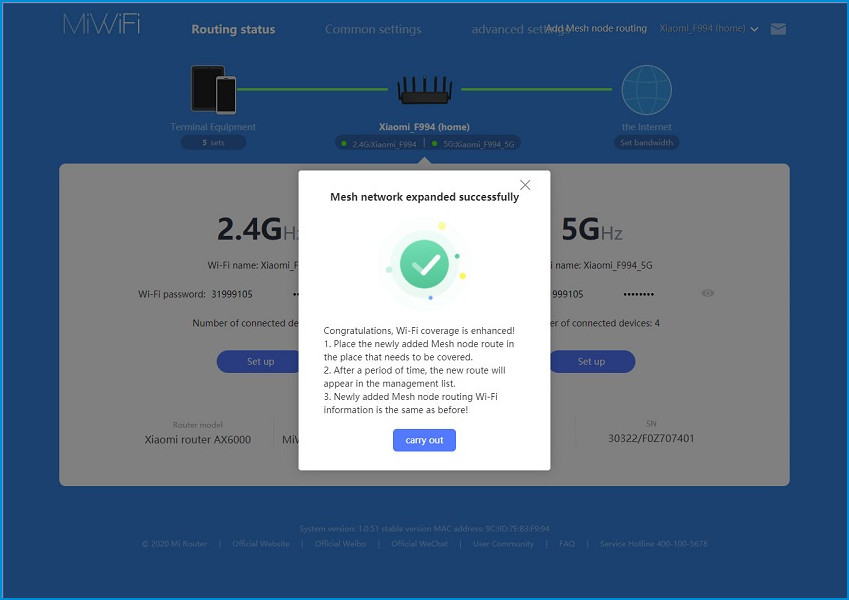 Xiaomi ax6000 mesh setup 2